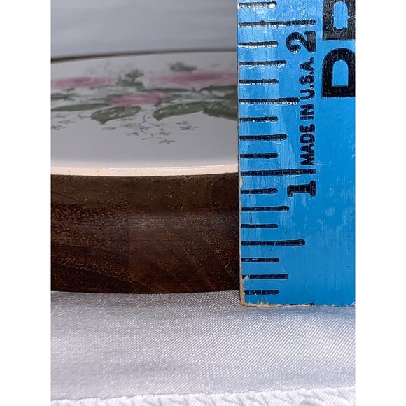 Wood Trivet with Ceramic Pink Floral Trivet Giftwood Inc Tenn - Picture 3 of 5